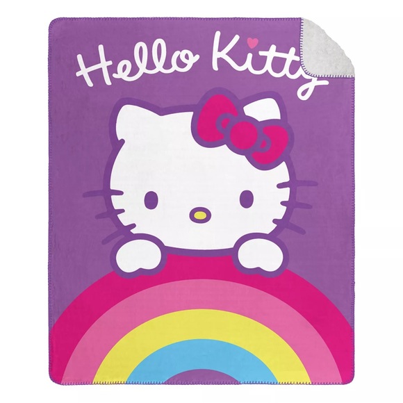 NWT Hello Kitty "Peekaboo Rainbow" Cloud Sherpa Throw Blanket, 50" x 60" - Picture 5 of 9